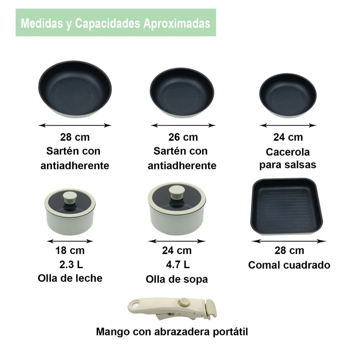 Nuevo juego transfronterizo de ollas con mango desmontable, juego de ollas domésticas, sartén antiadherente, wok completo, sartén de sopa, sartén al por mayor
