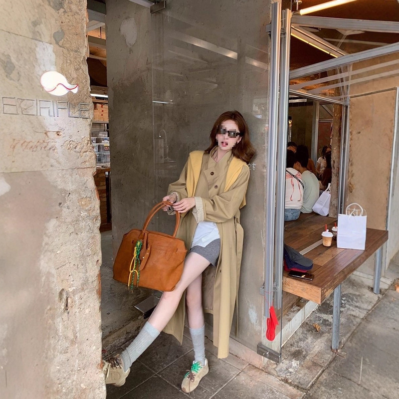 都市浪漫~英伦风垂感宽松显瘦风衣外套女小个子休闲大衣|undefined