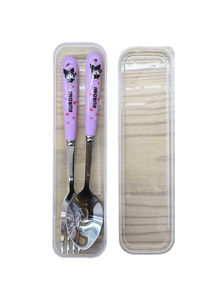 Cute tableware, children's set, fork, spoon stainless steel, PC-plastic, 2 pieces