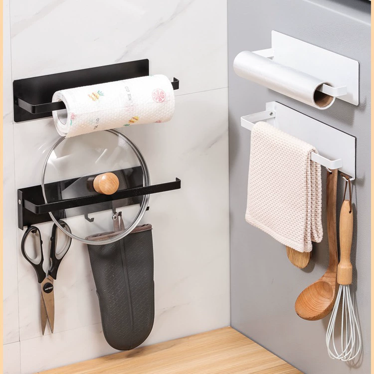 Кухня и холодильник Боковая подвесная стойка Пластиковая стойка для хранения пленки Магнитная стойка для тряпок без перфорации Кухонная стойка для рулонов бумаги