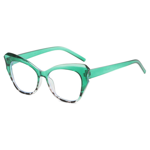 猫眼平光镜渐变拼色撞色防蓝光2024新款时尚欧美眼镜框简约眼镜架