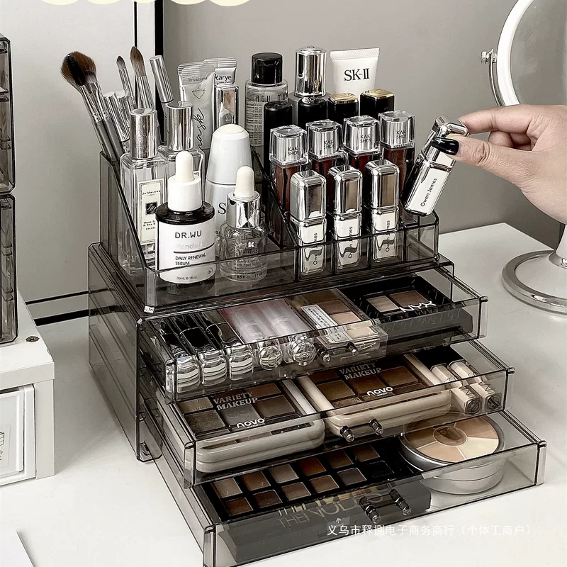 Косметическая шкатулка для хранения на столе, туалетный столик, помада, духи, акриловая маска для лица