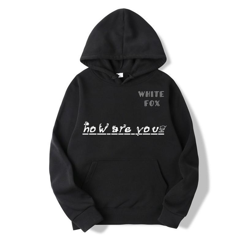 New Letters White Fox Printed Autumn and Winter Men's and Women's Hoodie Sweatshirt High Street Fleece Sweatshirt