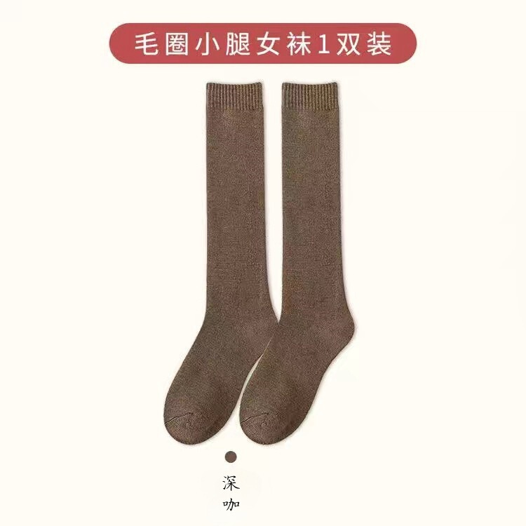 厚い保温ストッキングの女性の毛輪のすねの靴下の純色のタオルの靴下の秋冬の睡眠のベルベットの高い靴下|undefined