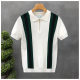 Summer men's new color matching striped knitted polo shirt cross-border American gentleman lapel short sleeve knitted T-shirt