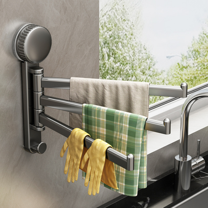 Suction Cup Kitchen Rag Rack, Sink, Window Sill, Multi-Pole Rotatable Drain Rack, Storage Rack, Wall-Mounted Towel Rack