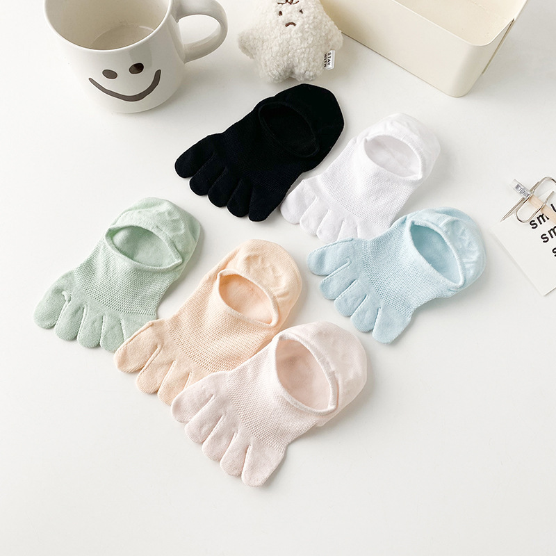 女性用5本指ソックス、女性用インビジブルソックス、夏用薄手メッシュ通気性ソックス、分割つま先レディースソックス|undefined