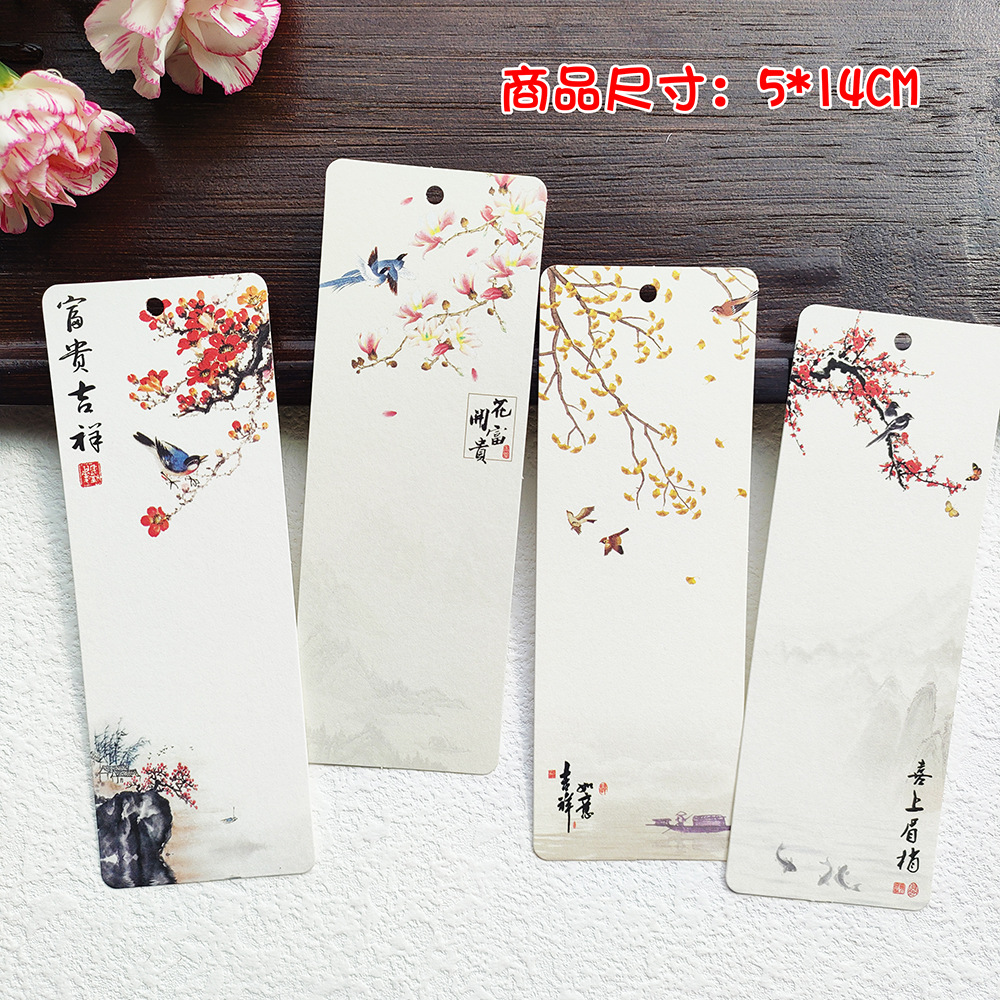40 marcadores de estilo chino creativos tarjetas colgantes pequeñas flores y pájaros festivales retro deseos regalos de deseos tarjetas pequeñas