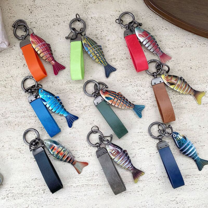 Fish Keychain Bionic Fish Lure Keychain Trendy Brand Car Creative Gift Multi-Section Fish Bag Pendant Fish Keychain Bionic Fish Lure Keychain Trendy Brand Car Creative Gift Multi-Section Fish Bag Pendant
