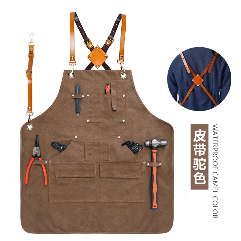 Comercio exterior engrosada lienzo delantal impermeable moderno simple ropa de trabajo estilo industrial hecho a mano electricista carpintería delantal al por mayor