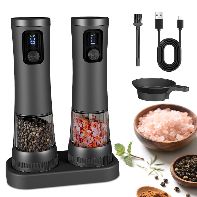 胡椒电动研磨器粗细可调海盐花椒自动调料罐家用便携厨房食物瓶|undefined