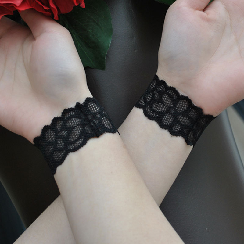 Thin Lace Wristband, Elastic Sunscreen Wristband to Cover Scars, Tattoo Lace Half-Finger Trendy Women's Short Cuff Accessories