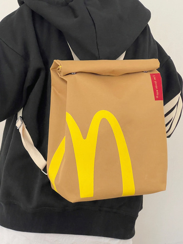  New Personalized Creative School Bag Large Capacity College Student Class Commuting Bag Fashionable Men’s and Women’s Paper Bag