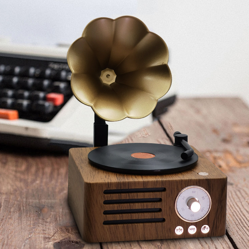 New T15 Retro Desktop Decoration Bluetooth Audio Wireless USB Bass Speaker Gift Speaker Phonograph