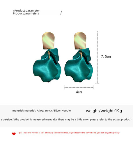 925 Silver Needle Red Petal Leaves Fashion Trendy Earrings European and American Style Cross-border Hot Selling Ear Jewelry Women 