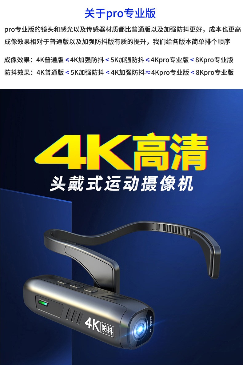 Action Camera 8K High-Definition Recorder Electric Motorcycle Riding First-Person Perspective Live Streaming Head-Mounted Camera