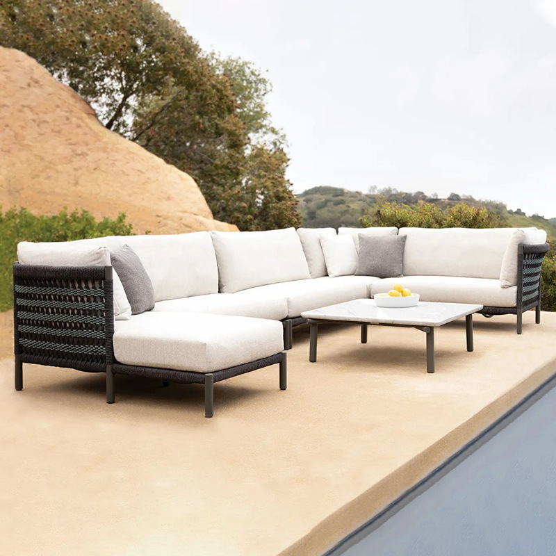 Ratán al aire libre sofá combinación diseñador creativo modelo Estilo nórdico jardín protección solar muebles image 4