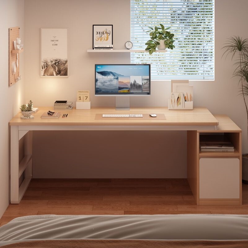 Cream-style extendable desk, desktop computer table with drawers, student study writing desk, bedroom office desk for home use Cream-style extendable desk, desktop computer table with drawers, student study writing desk, bedroom office desk for home use