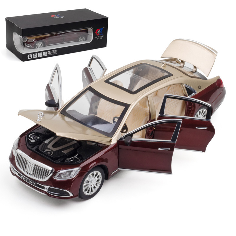 Chezhi 1:24 Maybach S600 Vernier Alloy Car Artificial Car Model Sound and Light Pull Back Six-Door Gift E