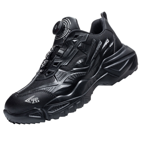 Labor protection shoes for men, anti-smash and anti-puncture, autumn lightweight men's lazy safety shoes, swivel buckle-free lace-up work shoes