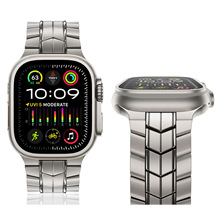 适用苹果手表表带钛金属钢带applewatch1-9Ultra变形金刚表带批发