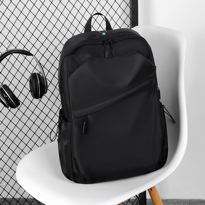 跨境包包新款电脑双肩包时尚潮流简约纯色旅行背包大容量背包批发|ru