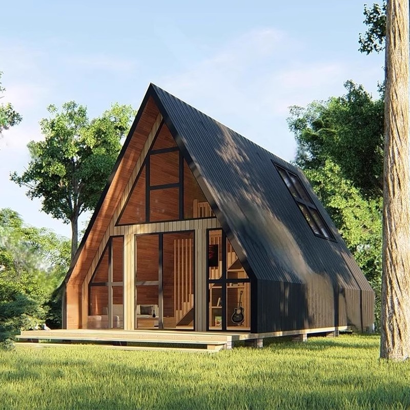 Casa triangular de madera de estilo nórdico casa de madera maciza al aire libre camping hotel móvil casa de alojamiento
