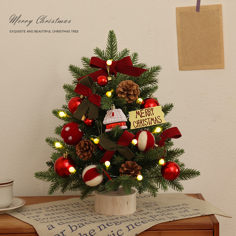 Árbol de Navidad de escritorio 2024, mini árbol de Navidad decorativo para el hogar, hoteles y escaparates, árbol artificial pequeño.