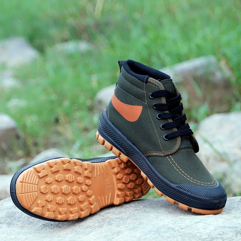 Высокая утолщенная подошва из говяжьего сухожилия, нескользящая износостойкая дышащая одинарная рабочая обувь, парусиновая обувь для охраны труда, производители от имени