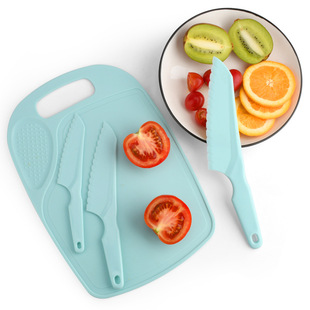 Children's Plastic Fruit Knife Melon and Fruit Peeler Knife Bread Dessert Knife Fruit and Vegetable Knife Birthday Cake Cutter Chopping Board DIY