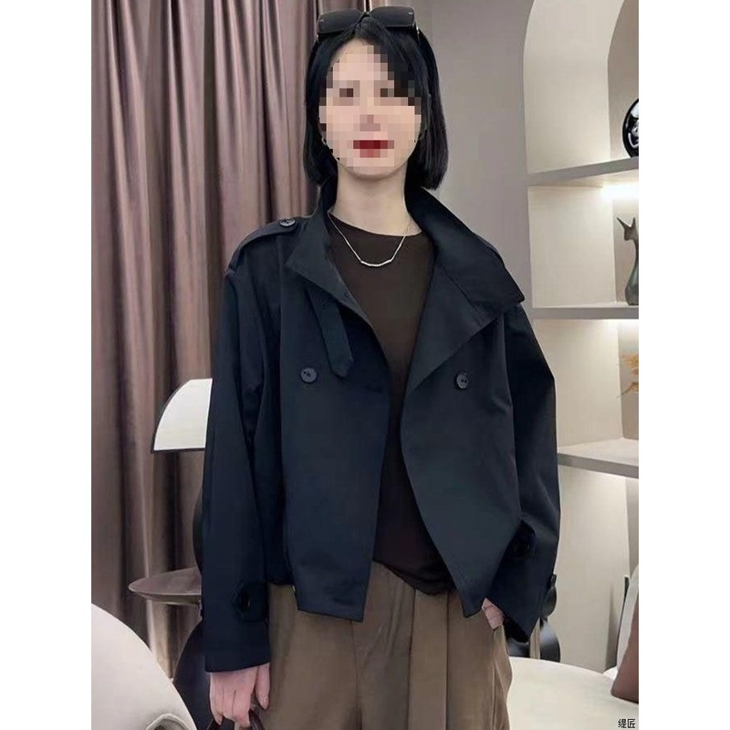 短款上衣2025年立领新款小个子宽松风衣外套女休闲秋季双排扣时尚|undefined