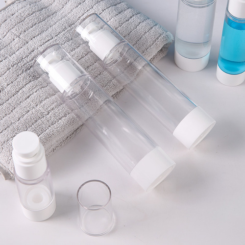 Portable lotion transparent dispensing bottle press spray cosmetics set sample dispensing bottle food grade vacuum bottle