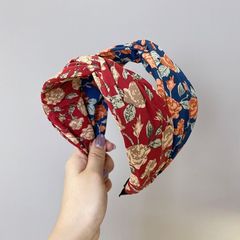 韓国の布芸の砕花の広い縁のカチューシャは簡単に交差します。