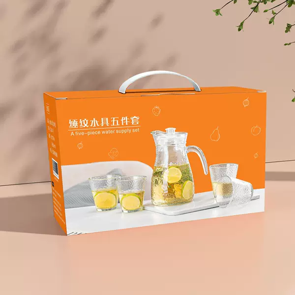 Household Hammer Glass Cold Kettle suit Cold Kettle Water Cup suit Glass Kettle Heat Resistant Juice Pot Gift