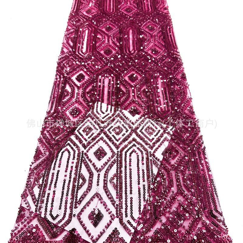 Oriente Medio Gaoding industria pesada bordada tela de brindis ropa de tela fábrica de venta directa de alta gama sequinilla bordada tela