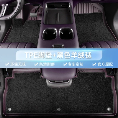 Modelə uyğun ayaqaltı — Tpe Waterproof Car Floor Mats - trumpchi-gs4-15-19-models-double-layer-misty-purple-black-cashmere-blanket-total-thickness-5mm-soft-100-tpe-foot-pad