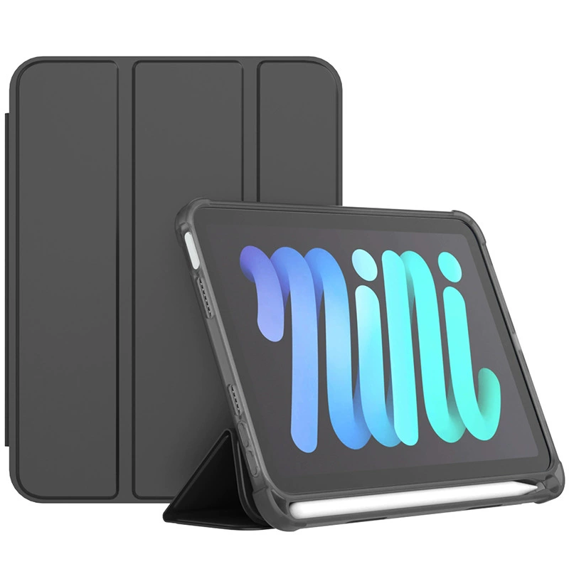 Защитный чехол (iPad) для iPad mini 6 — PU и силиконовый трёхстворчатый подставка, слот для ручки, соты против падения