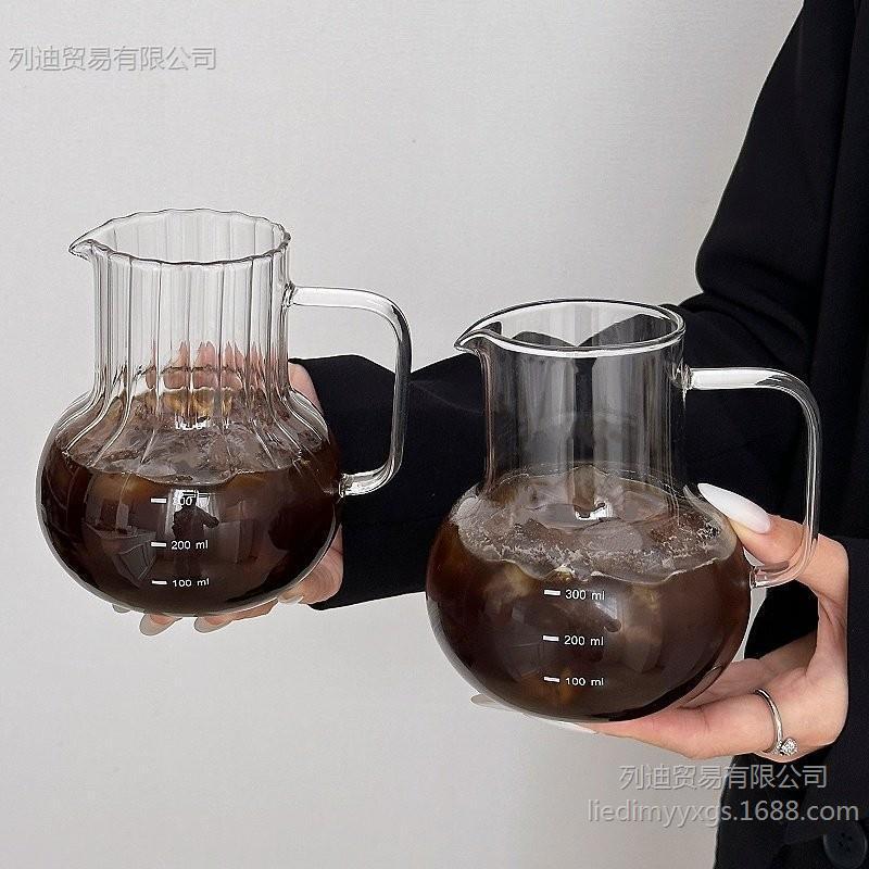 Simple Heat-Resistant High Borosilicate Commercial Glass Pot for Hand-Brewed Coffee, Transparent Glass Pot with Handle for Home Use
