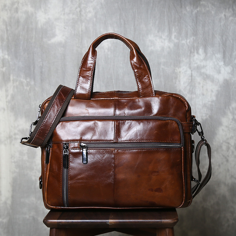 复古做旧真皮男包手提包休闲头层牛皮斜挎包外贸款工厂直销单肩包