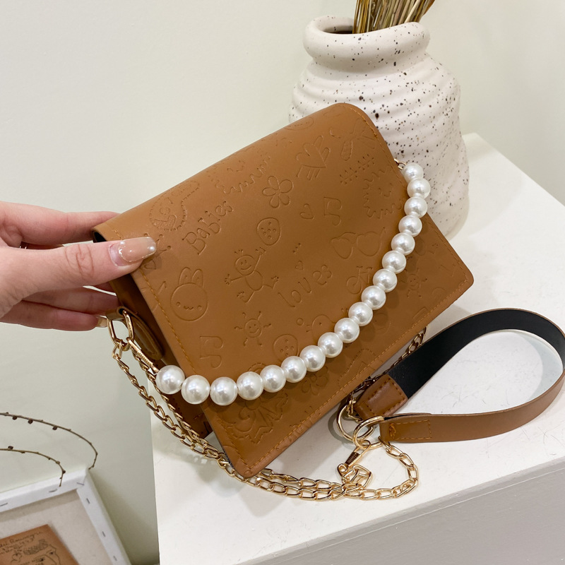 Spring Pearl portable Square bag Female bag Manufactor wholesale 2021 new pattern Korean Edition Inclined shoulder bag fashion The single shoulder bag