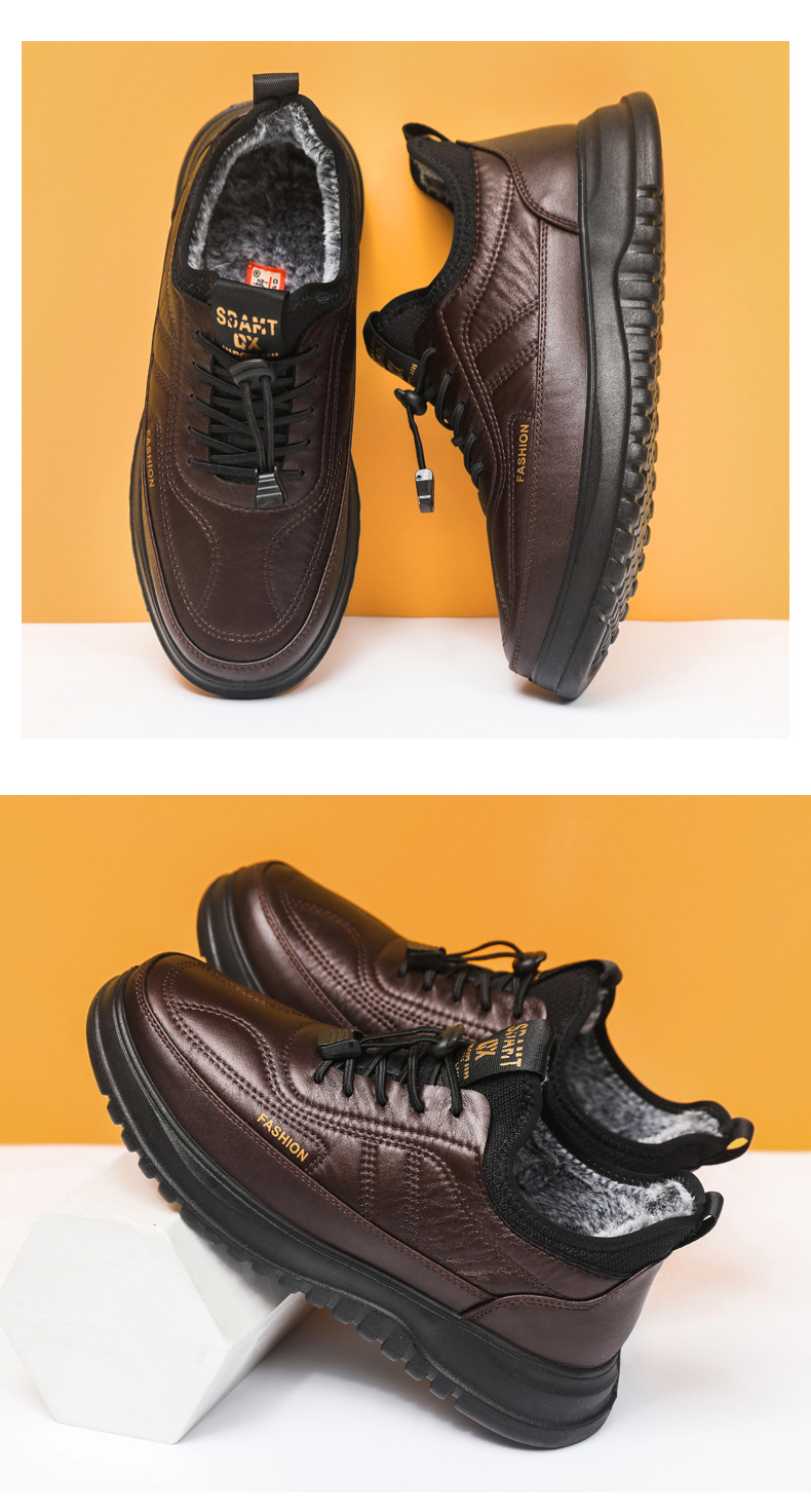 Scarpe uomo invernali in tessuto foderate in pile stringate calde_voghion.com