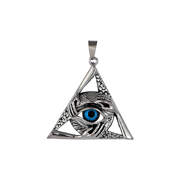 Men's Triangle Evil Eye Pendant Necklace Retro Punk Style Jewelry_voghion.com