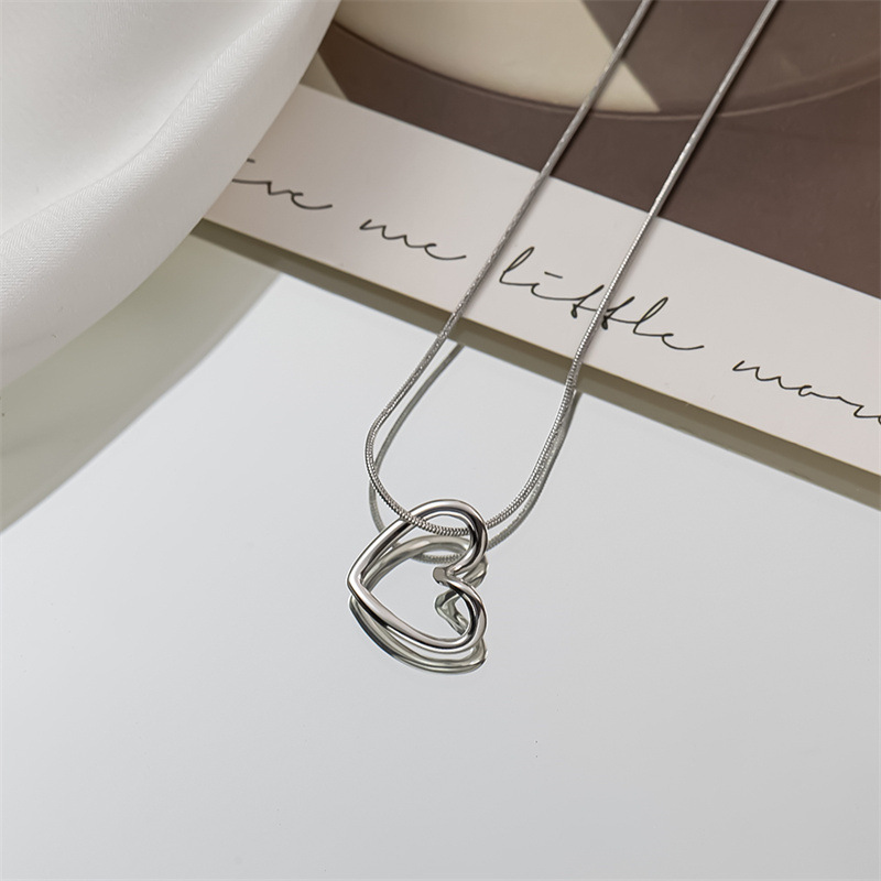 Costume Props Event & Party Supplies 1 Piece Simple Style Heart Shape Titanium Steel Plating Necklace