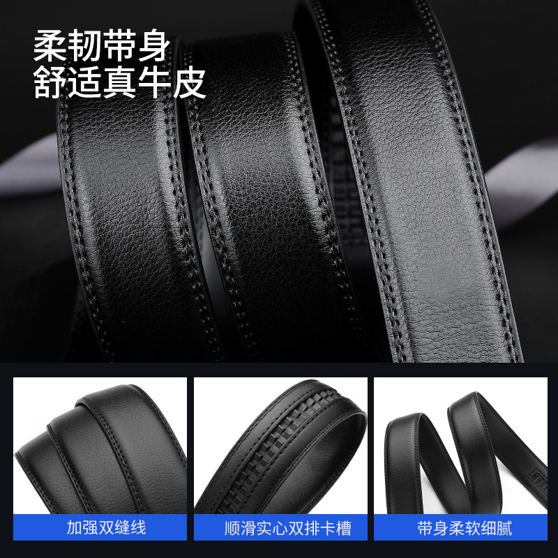 Cinturón de cuero para hombres 2025 nuevo cinturón de cuero de hebilla automática, cinturón de cuero de alta calidad, pantalones de piel de vaca de mediana edad, cinturón de piel de vaca de segunda capa