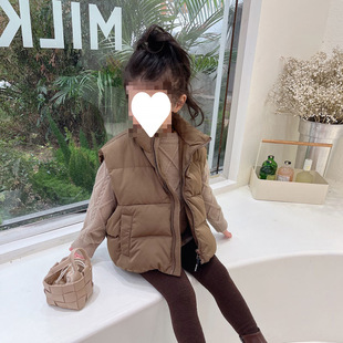 Autumn and Winter 2024 New Girls' Fashionable Street Warm Thick All-match Down Vest for Outer Wear Girls' Thickened Vest