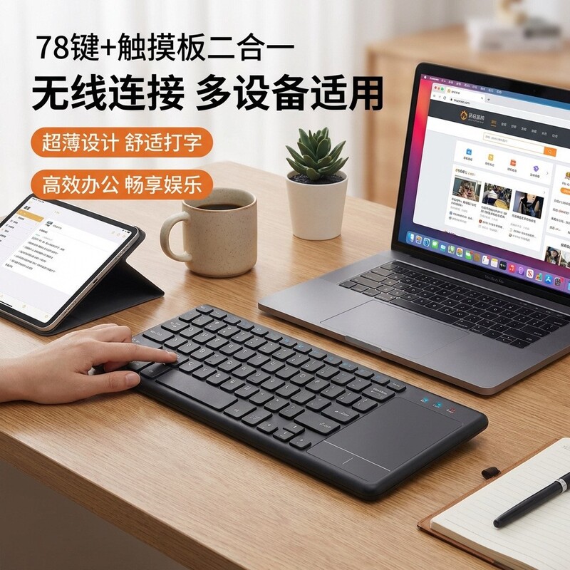 Hot-Selling New Silent 2.4g Touchpad Smart Keyboard for Laptop and Tv Wireless Keyboard with Touchpad