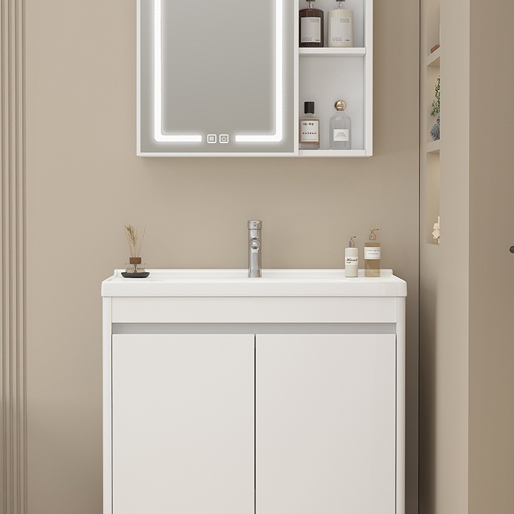 New Floor-Standing Space Aluminum Bathroom Cabinet Washbasin Combination Bathroom Integrated Ceramic Washbasin Balcony Washbasin