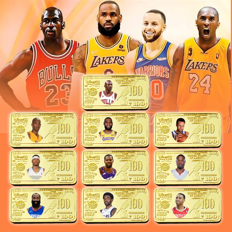 NBA star square commemorative coin basketball peripheral gift Jordan James Kobe Curry cross-border NBA star square commemorative coin basketball peripheral gift Jordan James Kobe Curry cross-border