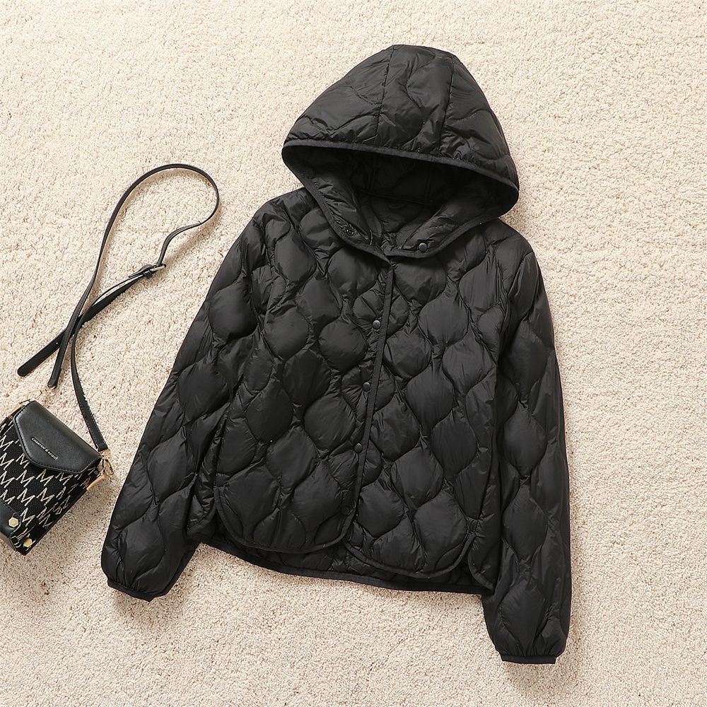 Nuevo ligero encapuchado otoño y invierno calabaza corta plumón chaqueta de mujer estilo coreano exterior calentamiento suelto chaqueta clásica universal