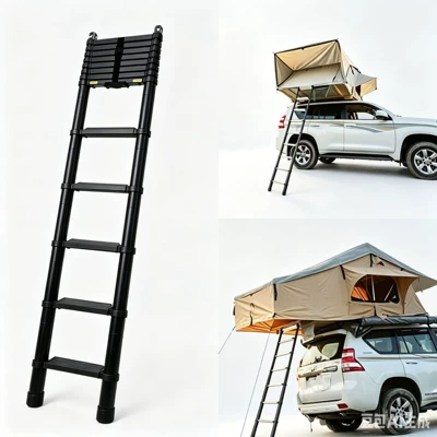 Car roof tent, outdoor Avtomobil dam çadırları - 23m-black-one-touch-telescopic-aluminum-alloy-ladder-double